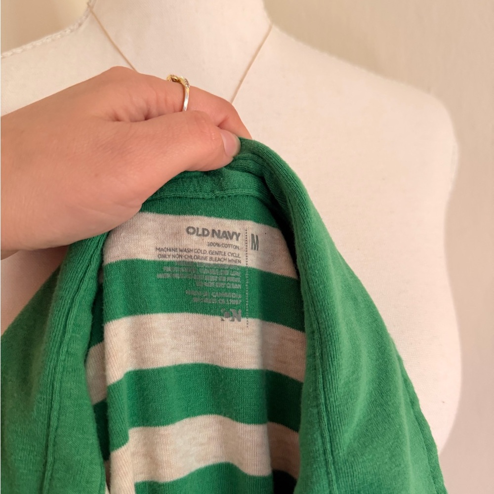Old Navy Green and White Striped Polo - Picture 6 of 6